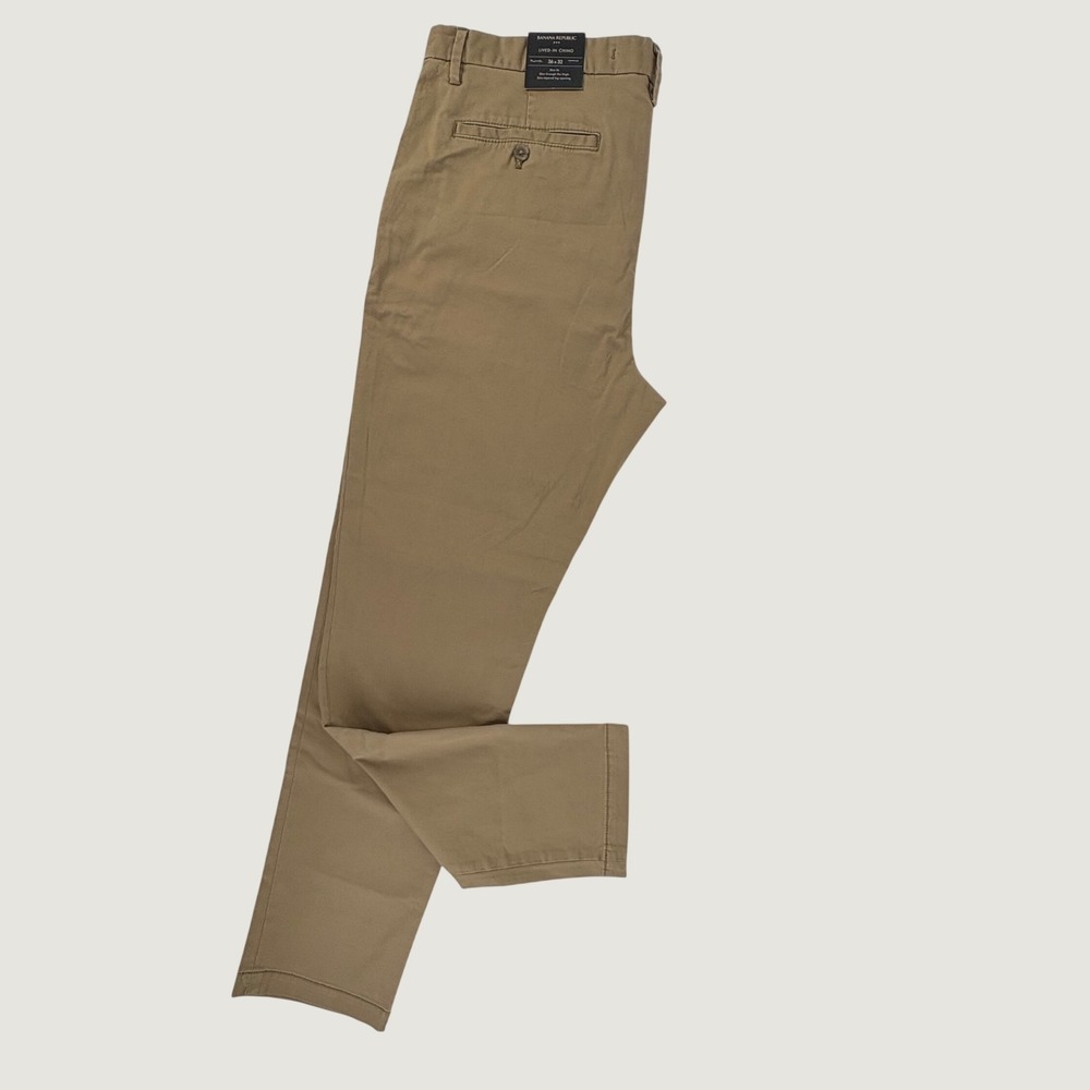 Banana Republic Lived-In Chino Mens 36x32 Khaki Slim Tapered Pants 400008-00-1